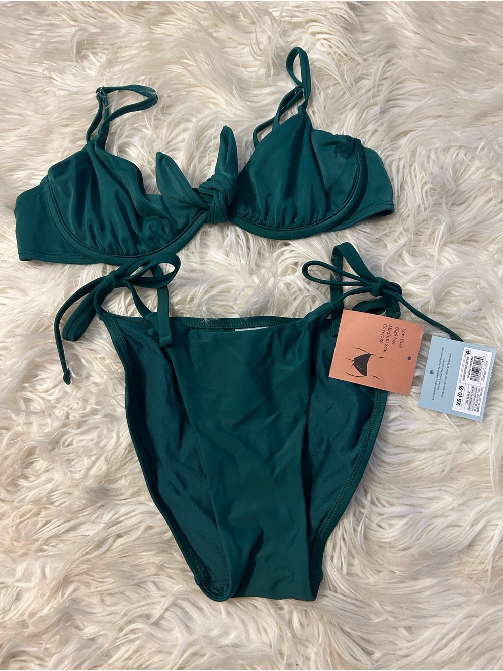 Green Tie-Front Bikini Set